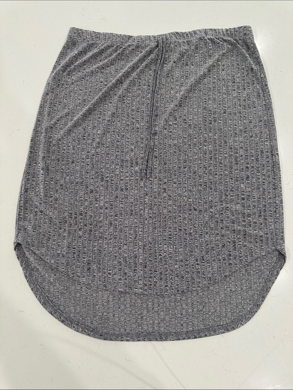 SHEIN Gray Ribbed High-Low Curved-Hem Skirt